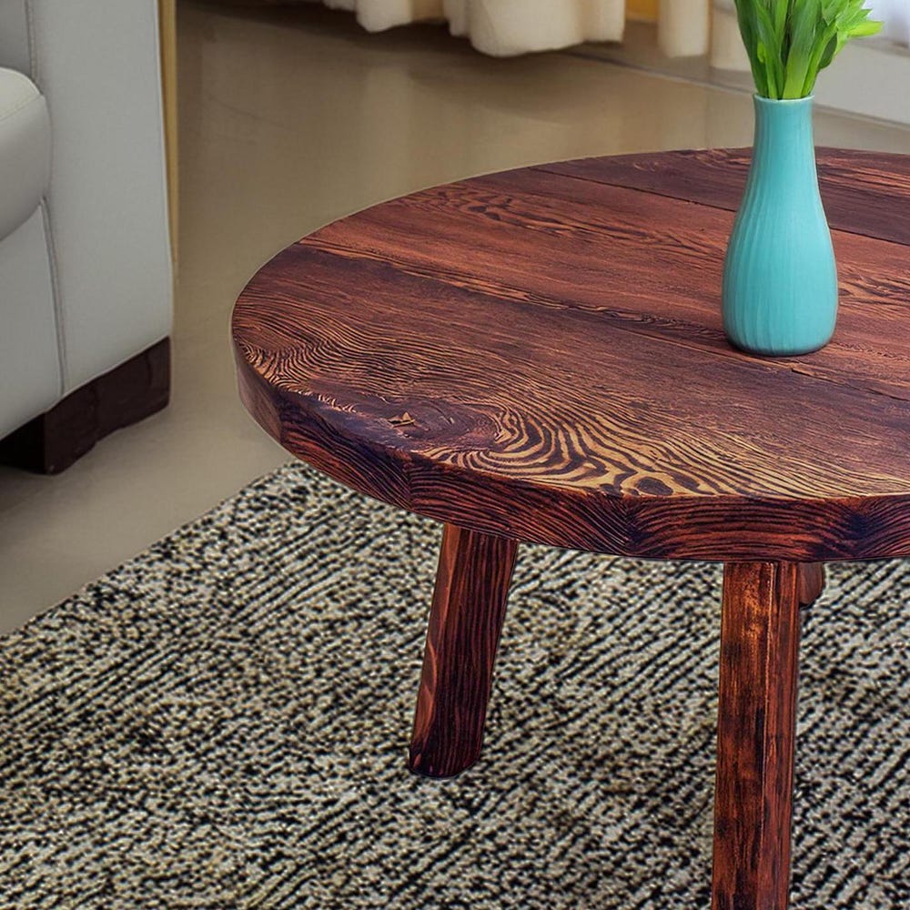 Custom Handmade Rustic Wooden round Coffee Table - Farmhouse Style natural Live Edge Reclaimed Handcrafted solid wood table home furniture