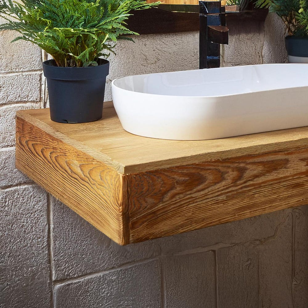 Custom Handmade Rustic Wooden Bathroom Vanity - Farmhouse Style Sink Shelf with Live Edge floating Handcrafted cabinet Wood Country Style