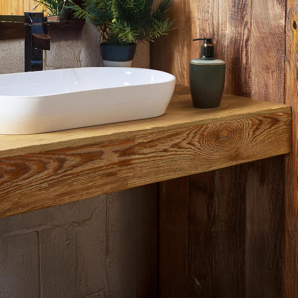 Custom Handmade Rustic Wooden Bathroom Vanity - Farmhouse Style Sink Shelf with Live Edge floating Handcrafted cabinet Wood Country Style