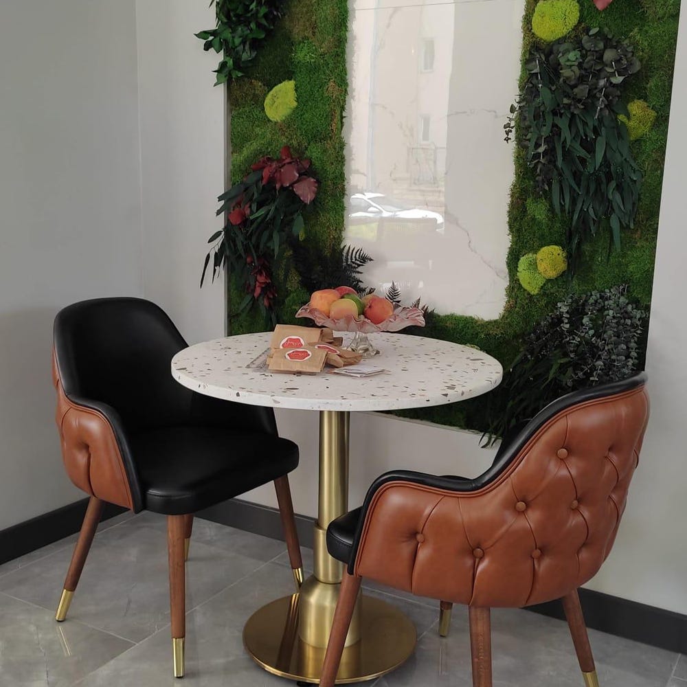 Wooden dining room chair with quilted back and arms, suitable for use in interior projects, hotels, restaurants and all home furniture.