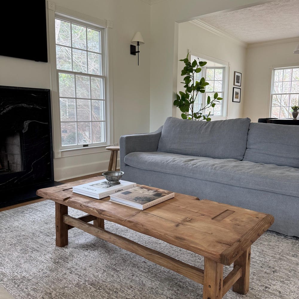 Custom Handmade Rustic Wooden Coffee Table - Farmhouse Style natural Live Edge Reclaimed Handcrafted solid rectangular wood table home decor