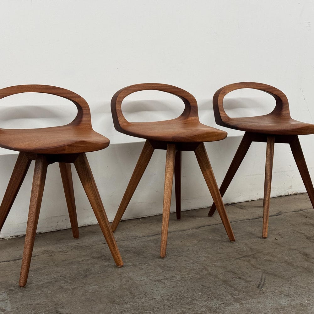APEX Swiveling Dining Chair | Carved Seat | Mid Century Modern chair | Tractor seat chair | Kitchen Chair | Natural Finish