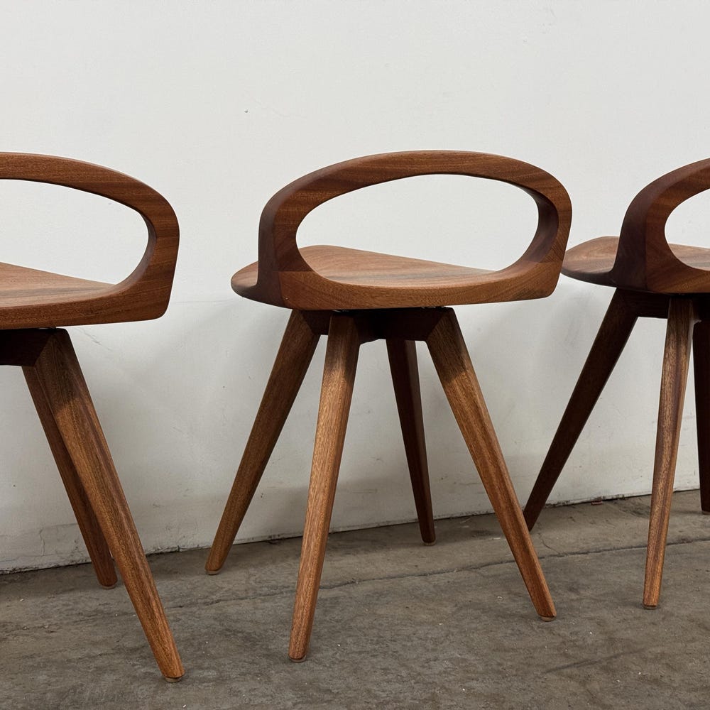 APEX Swiveling Dining Chair | Carved Seat | Mid Century Modern chair | Tractor seat chair | Kitchen Chair | Natural Finish