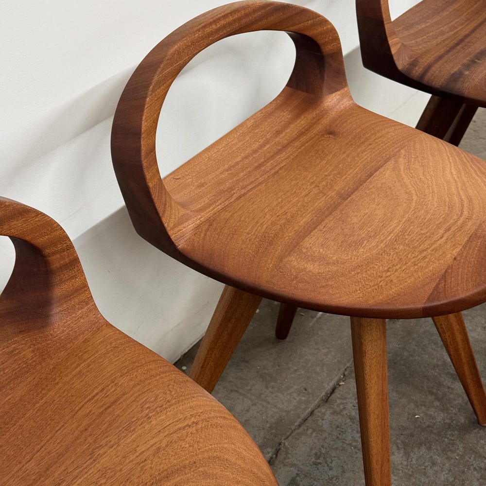 APEX Swiveling Dining Chair | Carved Seat | Mid Century Modern chair | Tractor seat chair | Kitchen Chair | Natural Finish