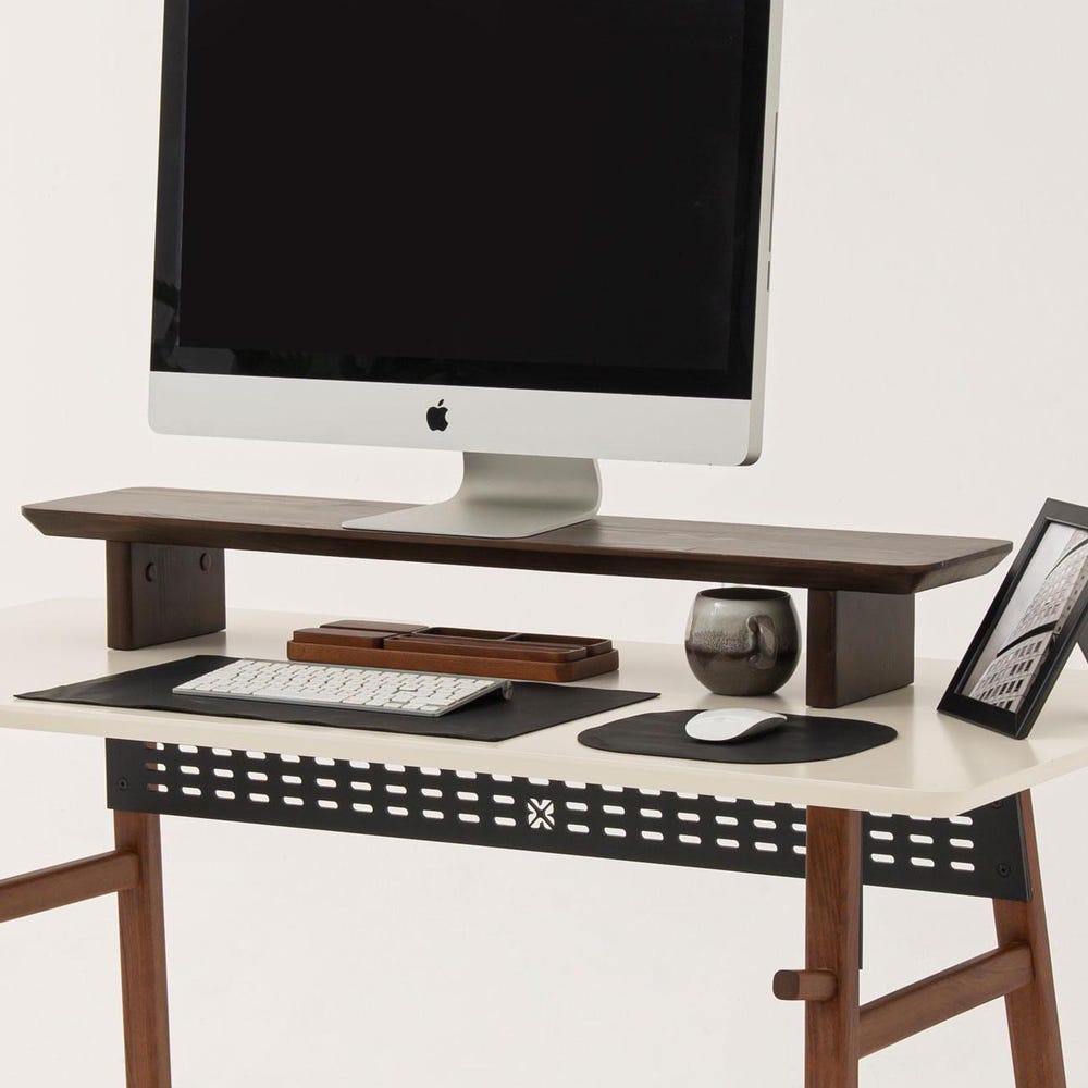 Spruce Wooden Monitor Stand, 31 Inch Wood Screen Riser, Customizable Wooden Monitor Stand, Dark Colored Wood Monitor Stand, Gift