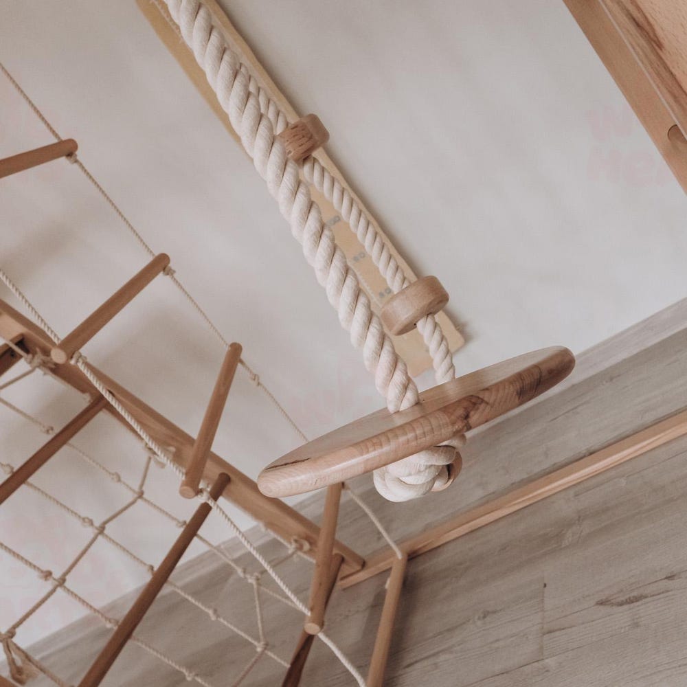 78x90" Up to 8 Years Climbing Triangle Circle Teepee Playhouse with Montessori Climber Ladder & Optional Gymnastics Waldorf Accessories