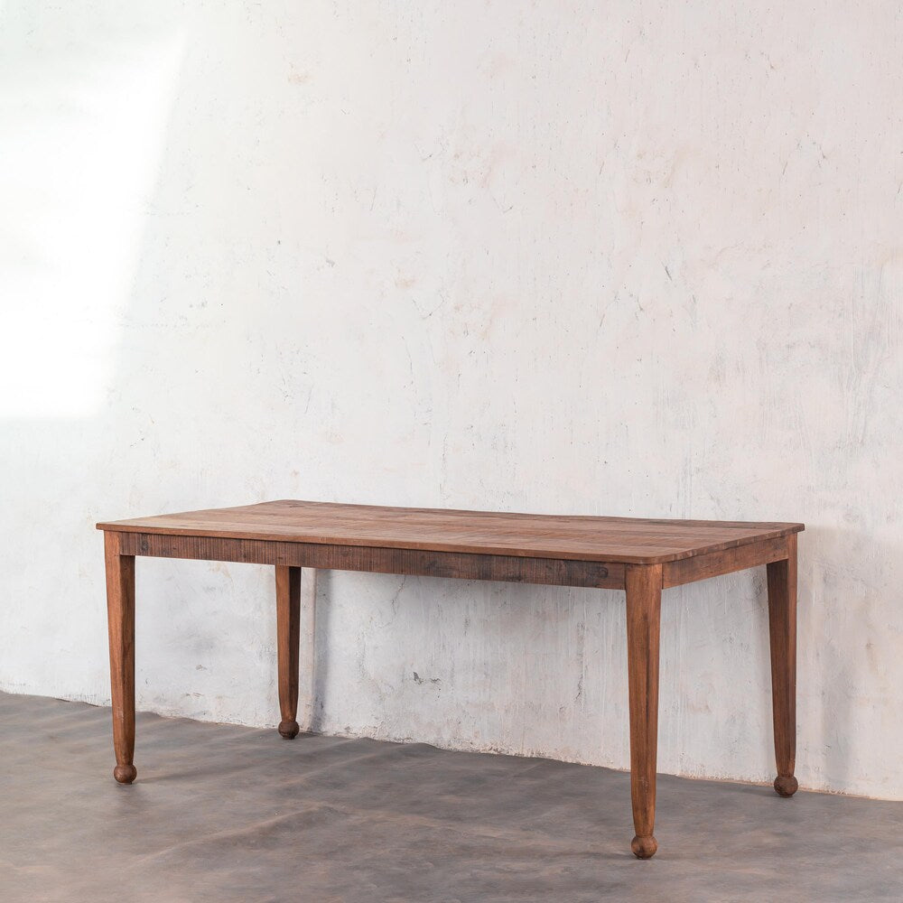 Barnwood Breeze Dining table | Kitchen Dining table | Vintage Farmhouse table  | Carved Legs | Customizable | Reclaimed wood | Tapper Legs