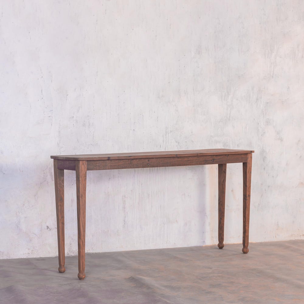Barnwood Breeze Console Table | Living room console table | Entryway console | Carved Legs | Customizable | Reclaimed wood | Farmhouse Style