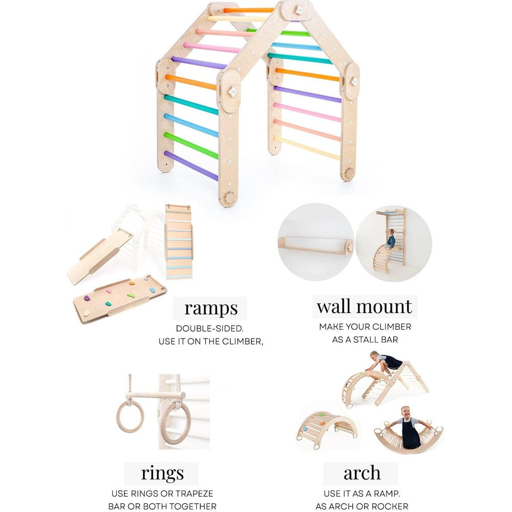 COLORED CLIMBER, modifiable triangle, Montessori, climbing, toddler triangle, climbing triangle, transformable triangle.