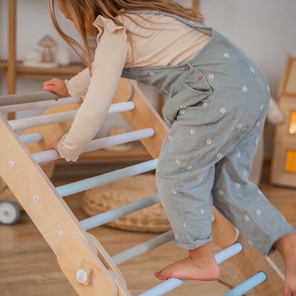 BLUE CLIMBER, modifiable triangle, Montessori, climbing, toddler triangle, climbing triangle, transformable triangle.