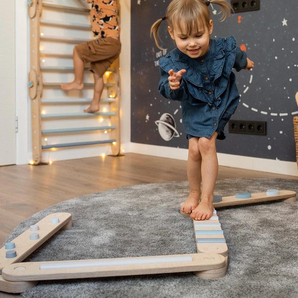 Balance beam set from 4, 6 or 8 beams, Montessori toy, gift for kids, wooden balance path, balance toy for kid, balance board, toddler gym