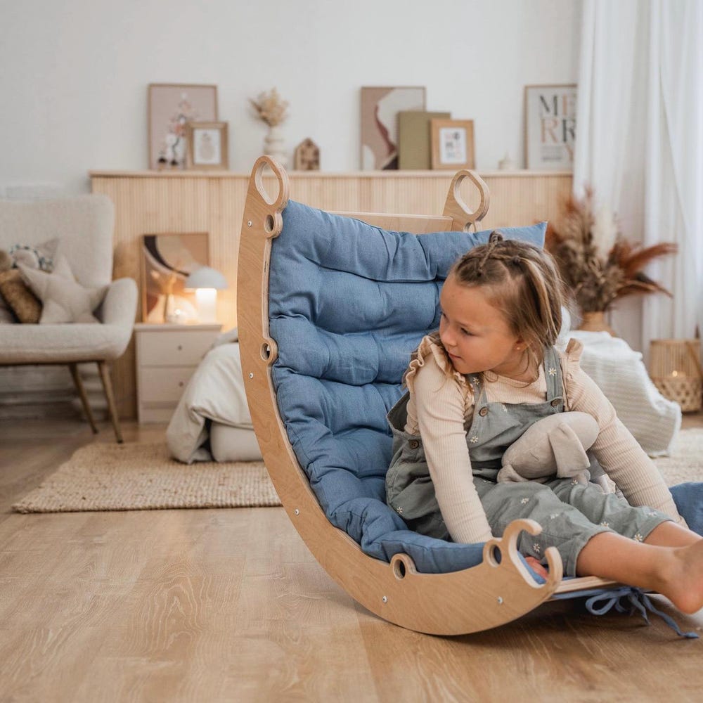 climbing arch, ramp, rocker-arch, Montessori toys, montessori furniture, rainbow rocker, wooden climbing toy for toddlers