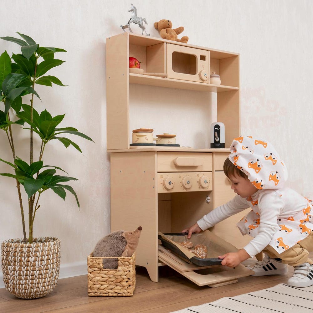 Wooden Play Kitchen for Kids, Toy Kitchen, Kitchen Pretend Play for Toddler, Montessori Eco Toy