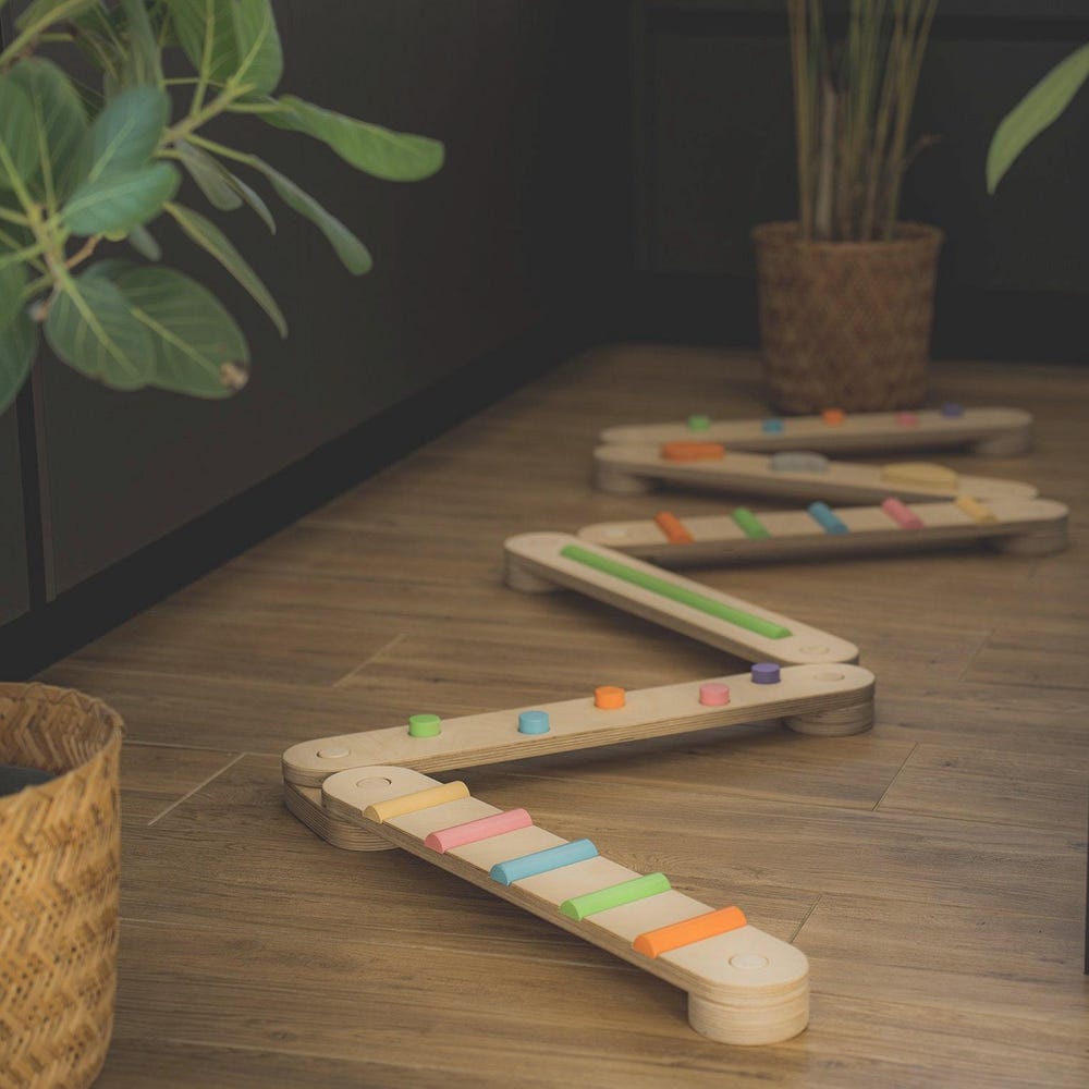 Balance beam set from 6 beams, double sided balance beam set for kid, balance path, toddler balance board, balance toy, Montessori balance