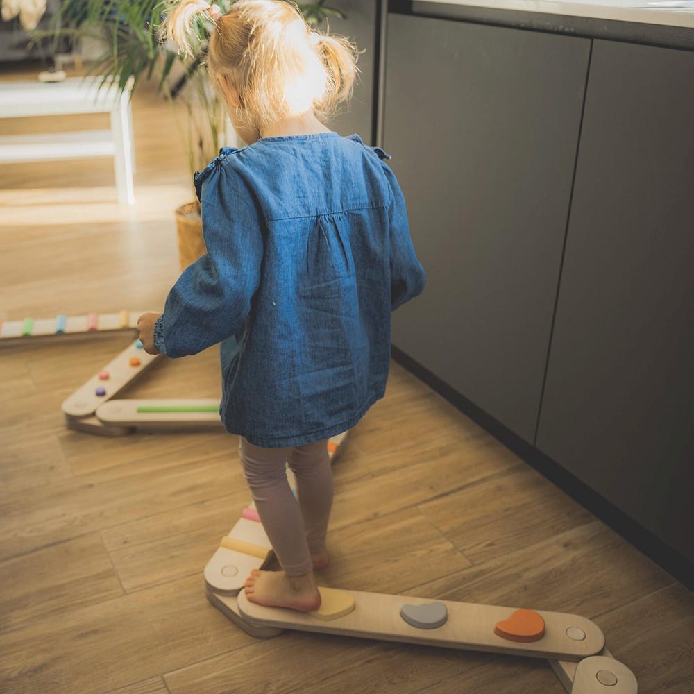 Balance beam set from 6 beams, double sided balance beam set for kid, balance path, toddler balance board, balance toy, Montessori balance