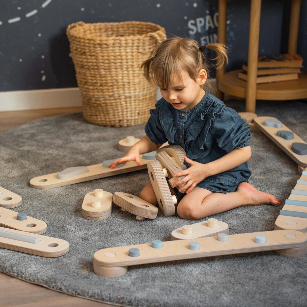 Double-sided balance beam set from 8,  Montessori balance toy, gym path, happymoon, wooden balance beam set, toddler gift, playroom toy