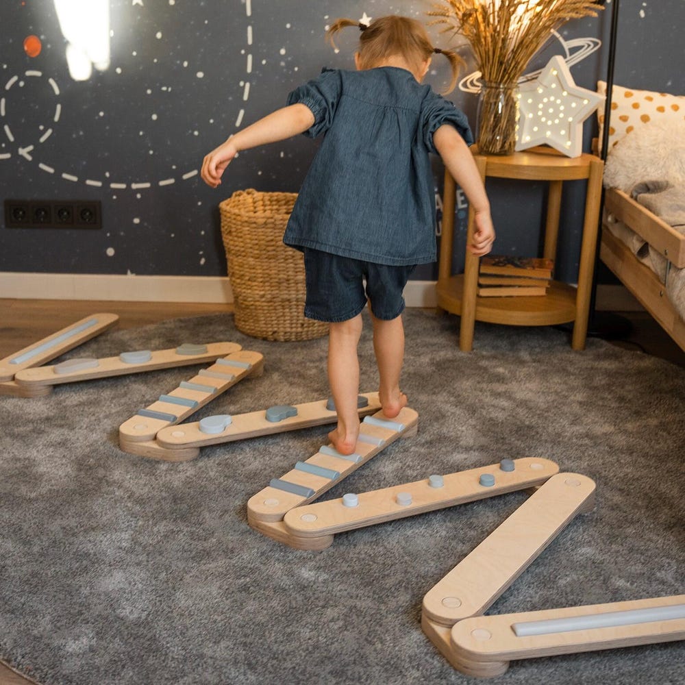Double-sided balance beam set from 8,  Montessori balance toy, gym path, happymoon, wooden balance beam set, toddler gift, playroom toy