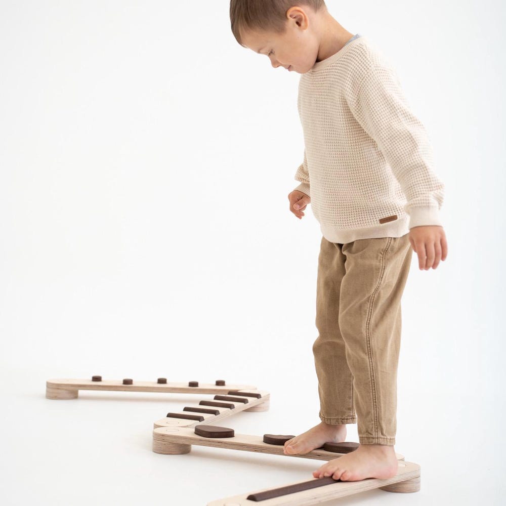 Double-sided balance beam set from 8,  Montessori balance toy, gym path, happymoon, wooden balance beam set, toddler gift, playroom toy
