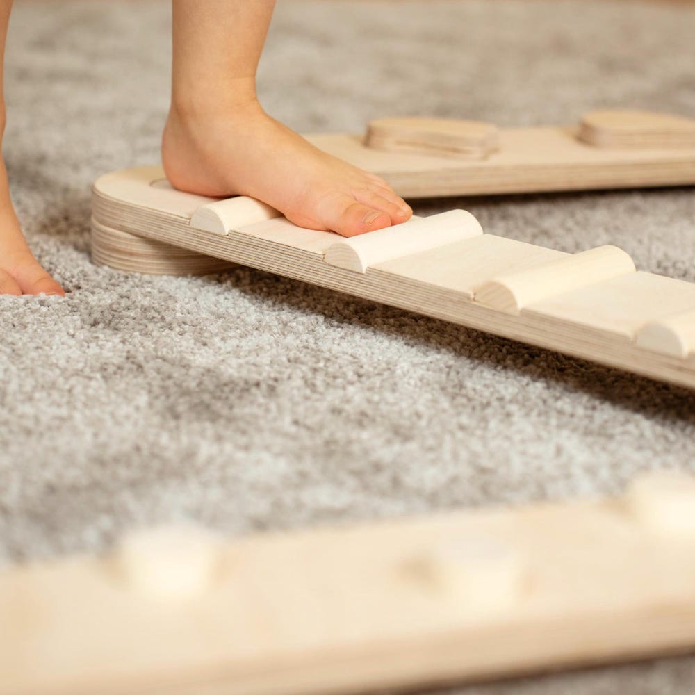 Double-sided balance beam set from 8,  wooden balance board, Montessori balance toy, toddler gift, wooden gymnastic complex, happymoon