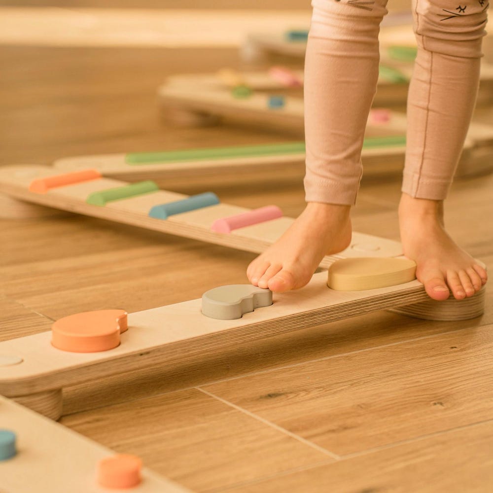 Double-sided balance beam set from 8,  wooden balance board, Montessori balance toy, toddler gift, wooden gymnastic complex, happymoon