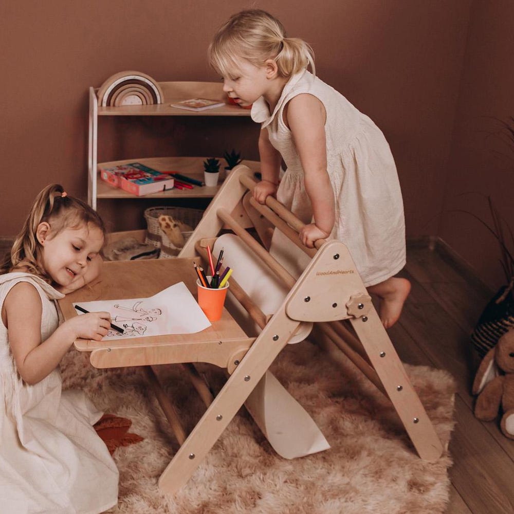 Two-sided Art Board, Kids Desk, Foldable Easel, Chalkboard, Montessori Toddler, Art Supplies