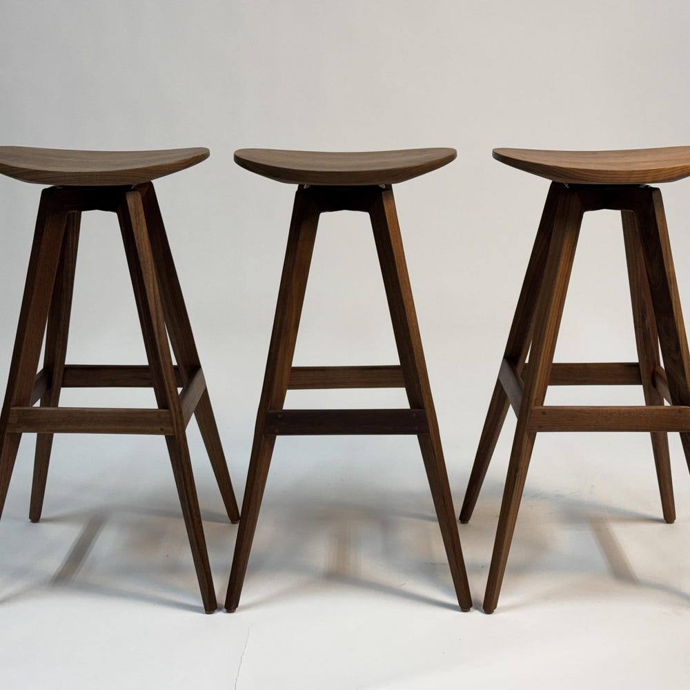 CALYX Cupped Seat Stool | Minimalist Mid Century Modern | Swiveling Bar Stool | Counter Height Stool | Modern Kitchen Chair | No Back Stool