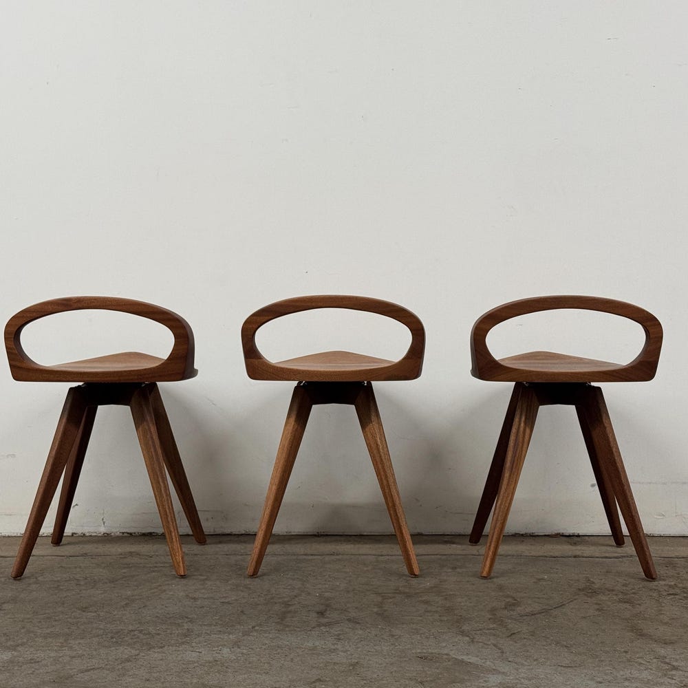 APEX Swiveling Dining Chair | Carved Seat | Mid Century Modern chair | Tractor seat chair | Kitchen Chair | Natural Finish