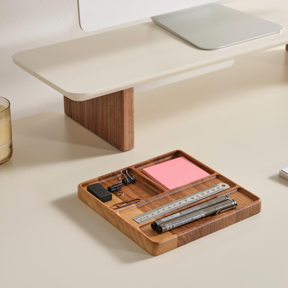 Wooden Note Tray, Cathch All Tray, Minimalist Desk Organizer for Modern Offices, Unique Handmade Gift for Workspace Storage & Decor, Gift
