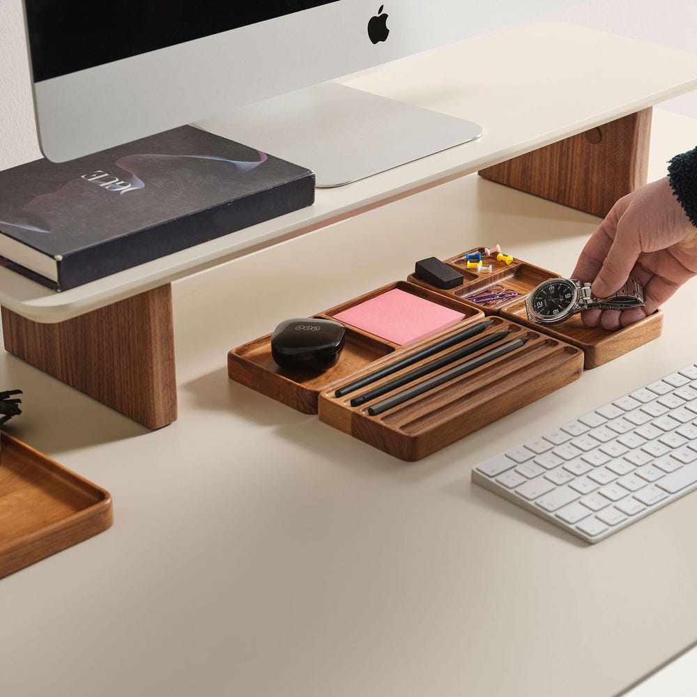 Wood Desk Organizer Set, Wood Organizer for Accessory Storage, Custom & Personalized Organizers