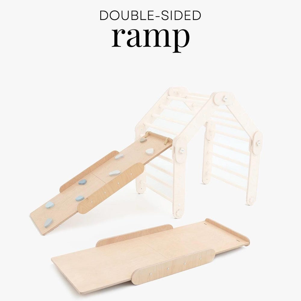 BLUE CLIMBER, with blue ramp, transformable triangle, happymoon, Montessori ramp, toddler triangle, climbing triangle
