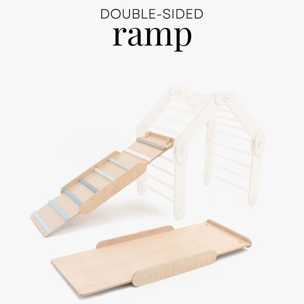 BLUE CLIMBER, with blue ramp, transformable triangle, happymoon, Montessori ramp, toddler triangle, climbing triangle