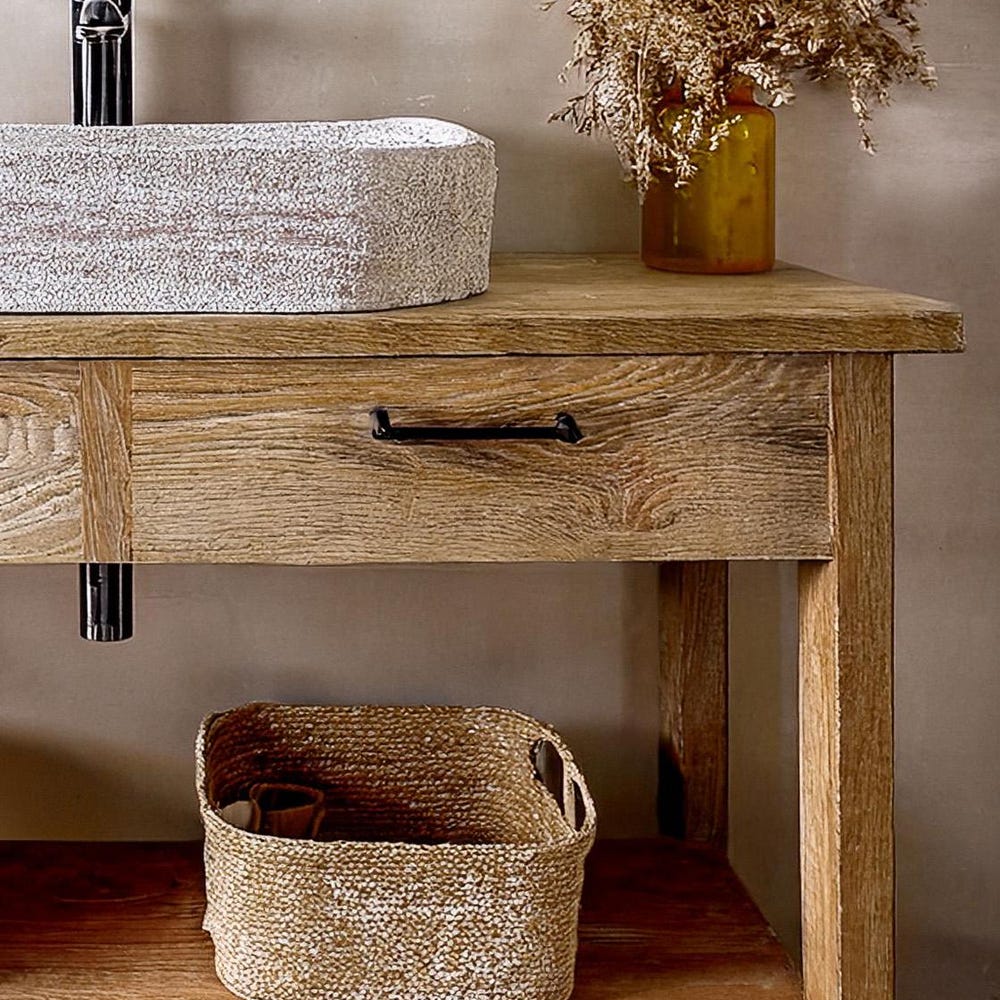 Custom Handmade Rustic Wooden Bathroom Vanity - Farmhouse Style Sink Shelf with Live Edge Reclaimed Handcrafted cabinet Wood Country Style