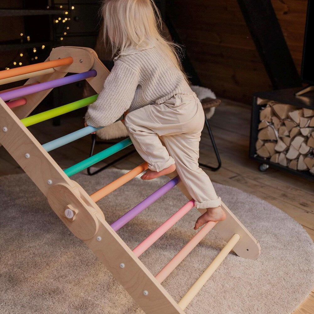 COLORED CLIMBER, modifiable triangle, Montessori, climbing, toddler triangle, climbing triangle, transformable triangle.