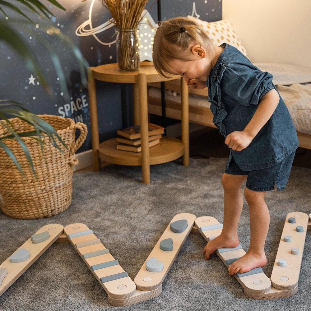 Balance beam set from 4, 6 or 8 beams, Montessori toy, gift for kids, wooden balance path, balance toy for kid, balance board, toddler gym
