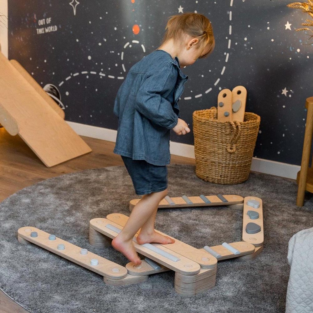 Balance beam set from 4, 6 or 8 beams, Montessori toy, gift for kids, wooden balance path, balance toy for kid, balance board, toddler gym