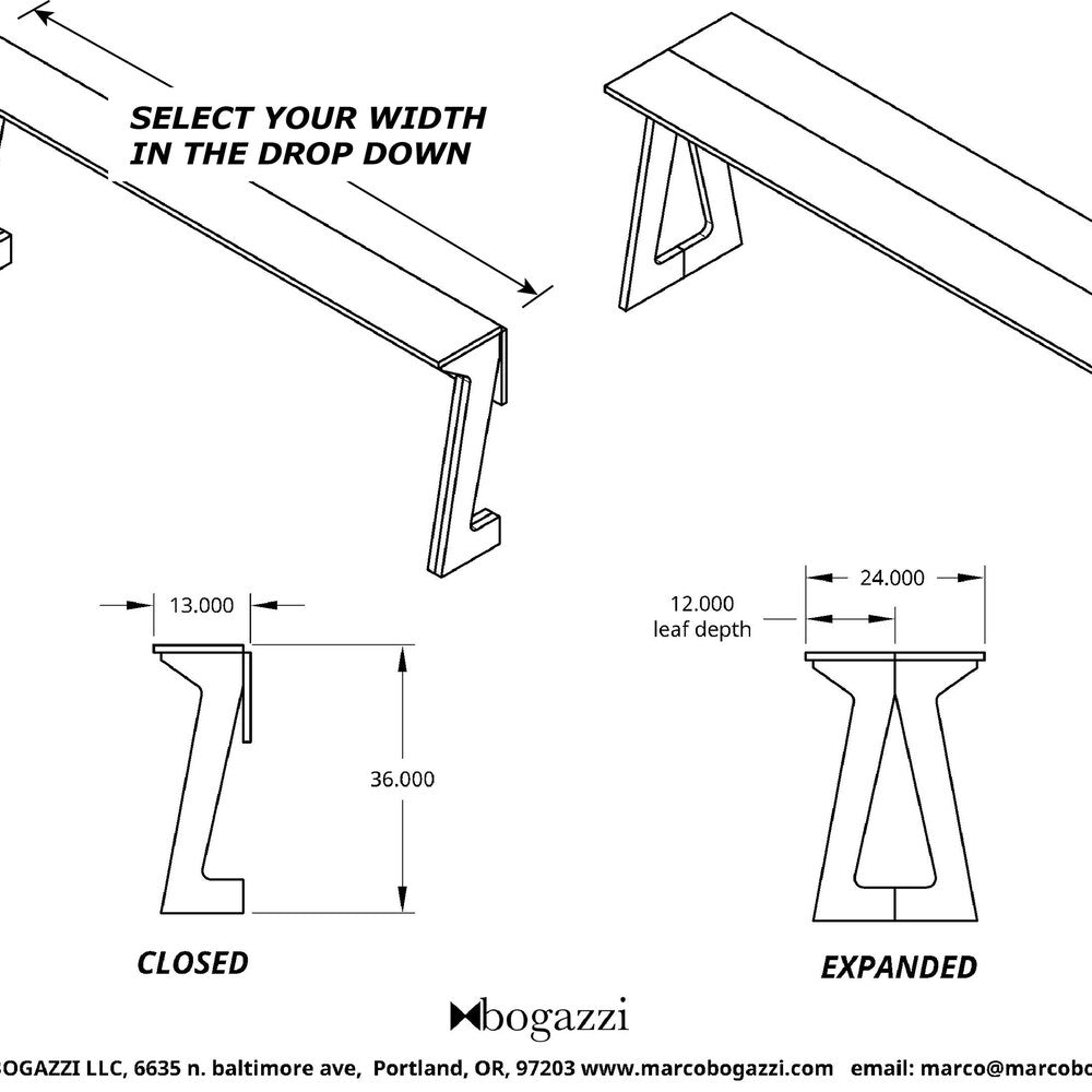 ZETA Trestle Table, Drop-leaf Table, Expanding Table, Console Table, Sofa Table, Entryway Table