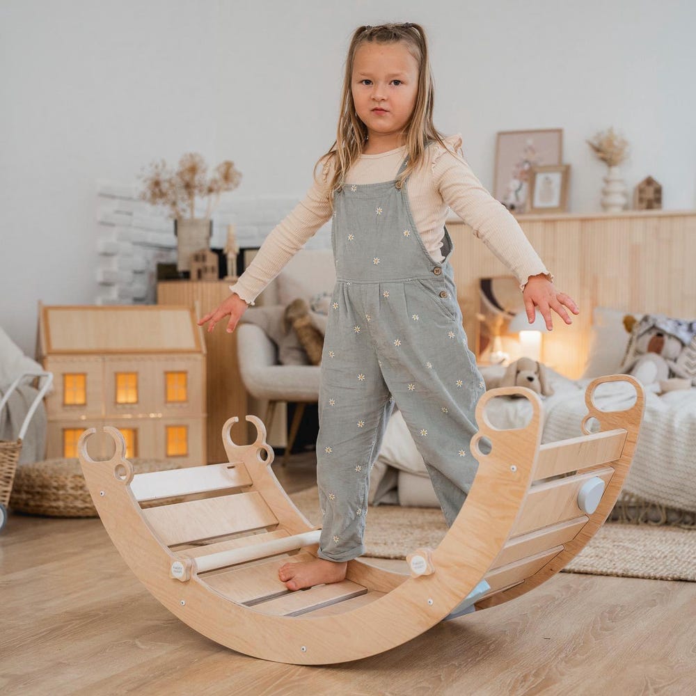 climbing arch, ramp, rocker-arch, Montessori toys, montessori furniture, rainbow rocker, wooden climbing toy for toddlers