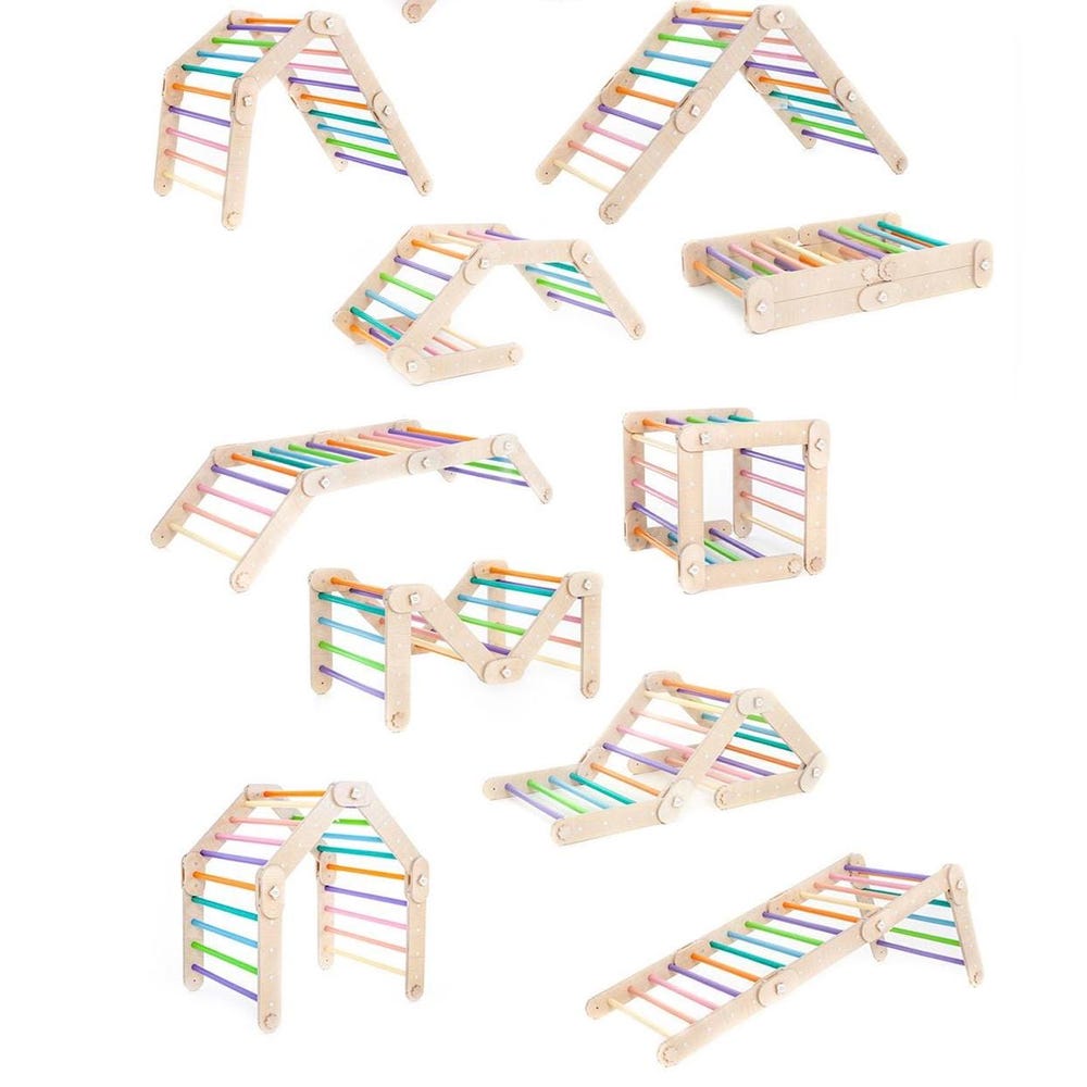 COLORED CLIMBER, with ramp, transformable triangle, happymoon, Montessori ramp, toddler triangle, climbing triangle.
