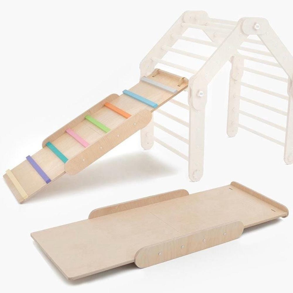 COLORED CLIMBER, with ramp, transformable triangle, happymoon, Montessori ramp, toddler triangle, climbing triangle.