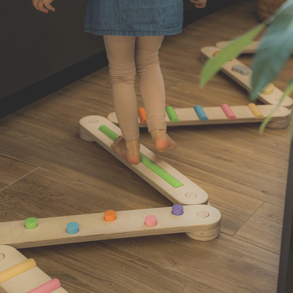 Balance beam set from 6 beams, double sided balance beam set for kid, balance path, toddler balance board, balance toy, Montessori balance