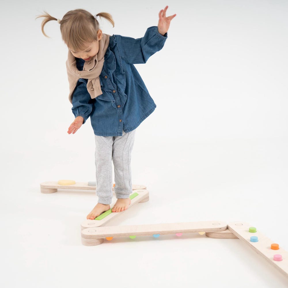 Balance beam set from 6 beams, double sided balance beam set for kid, balance path, toddler balance board, balance toy, Montessori balance