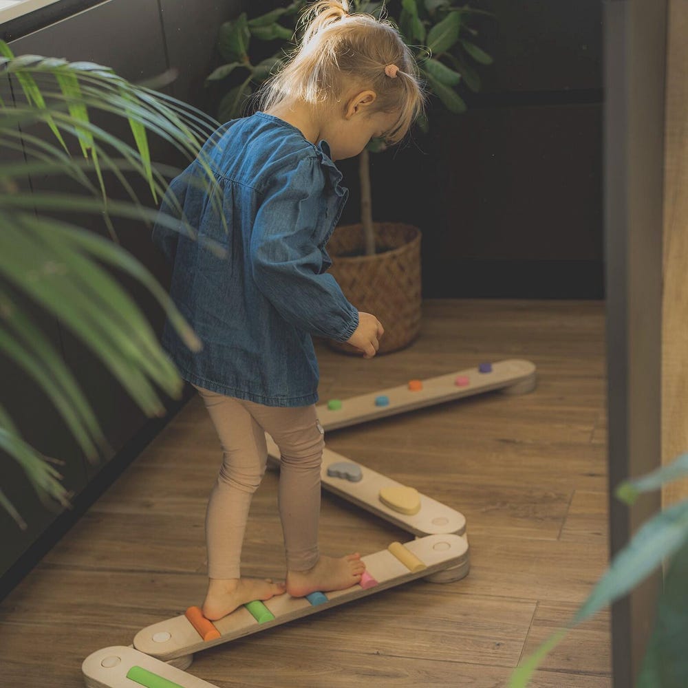 Balance beam set from 6 beams, double sided balance beam set for kid, balance path, toddler balance board, balance toy, Montessori balance