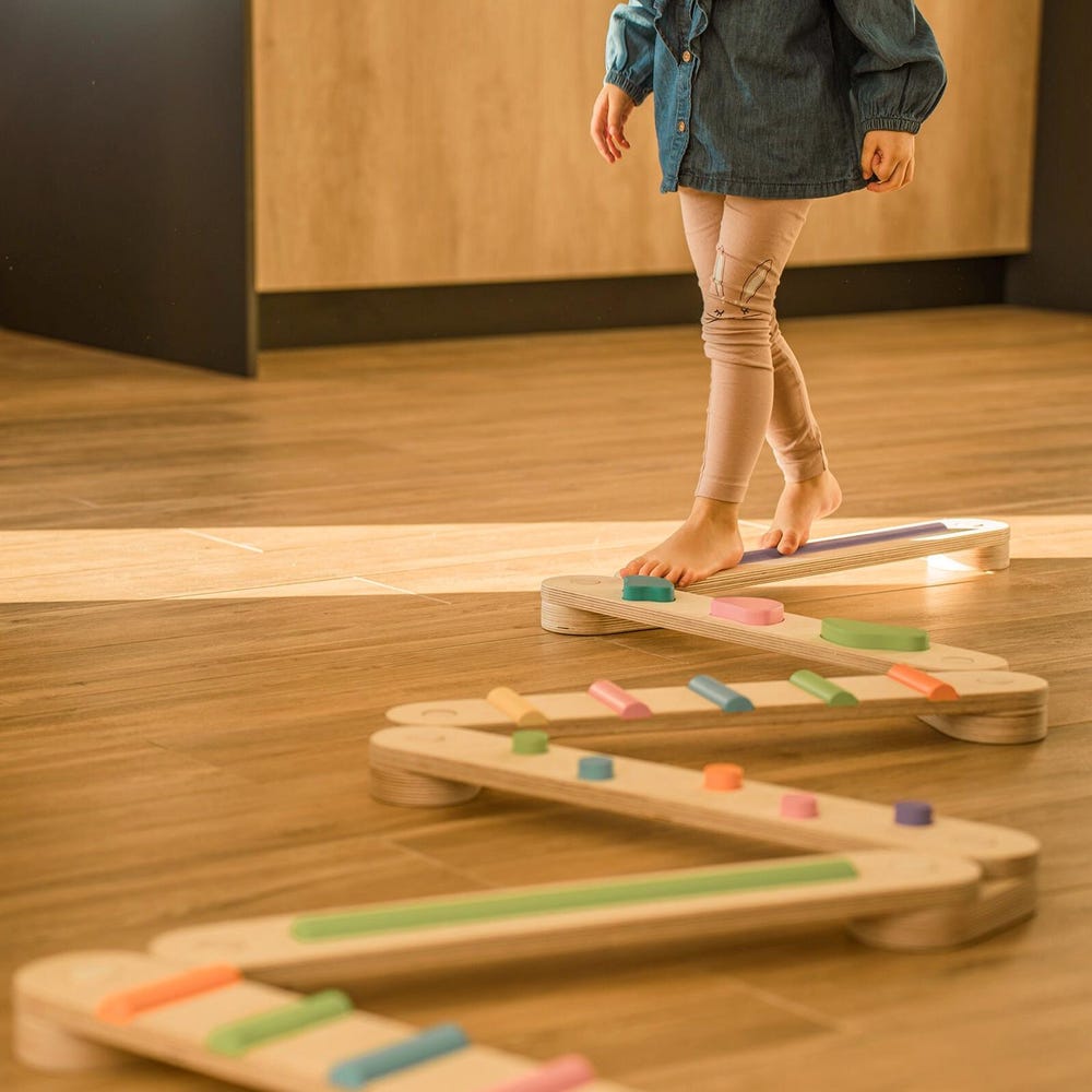 Double-sided balance beam set from 8,  Montessori balance toy, gym path, happymoon, wooden balance beam set, toddler gift, playroom toy