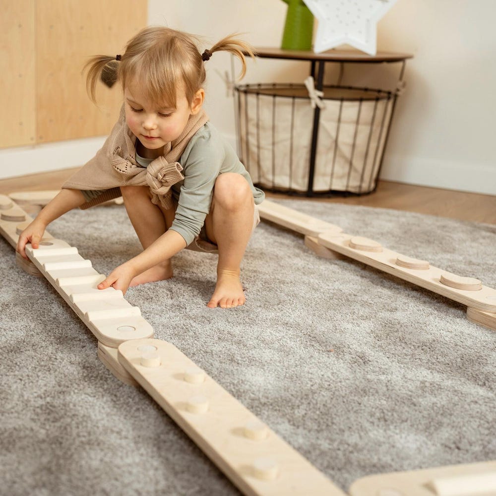 Double-sided balance beam set from 8,  Montessori balance toy, gym path, happymoon, wooden balance beam set, toddler gift, playroom toy