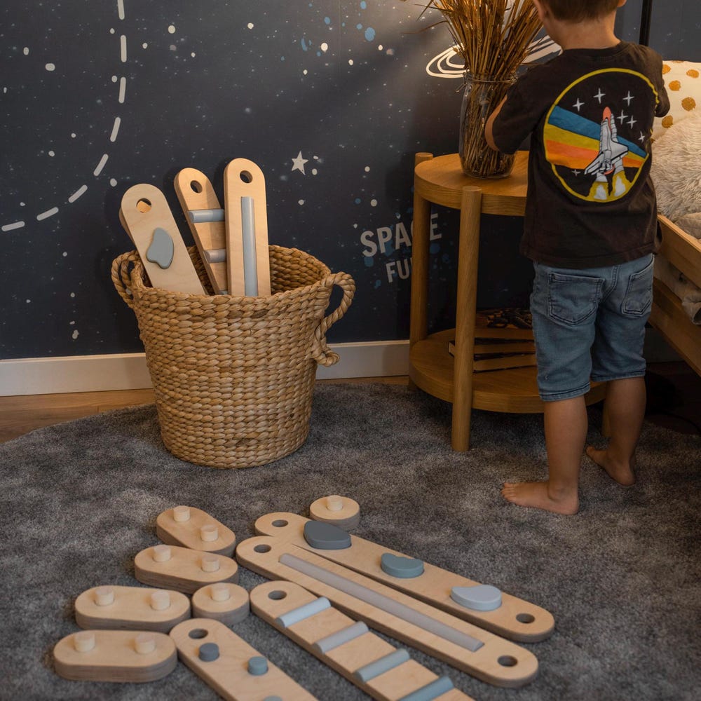 Double-sided balance beam set from 8,  Montessori balance toy, gym path, happymoon, wooden balance beam set, toddler gift, playroom toy