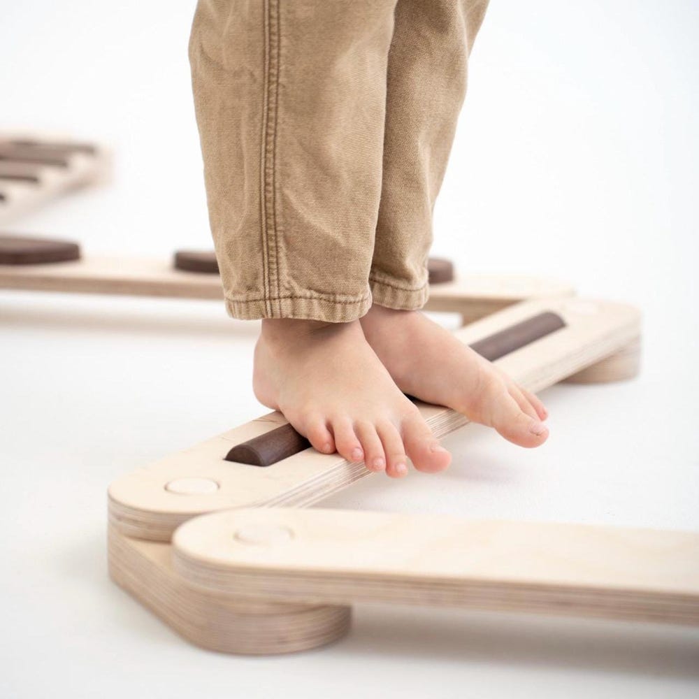 Double-sided balance beam set from 8,  wooden balance board, Montessori balance toy, toddler gift, wooden gymnastic complex, happymoon