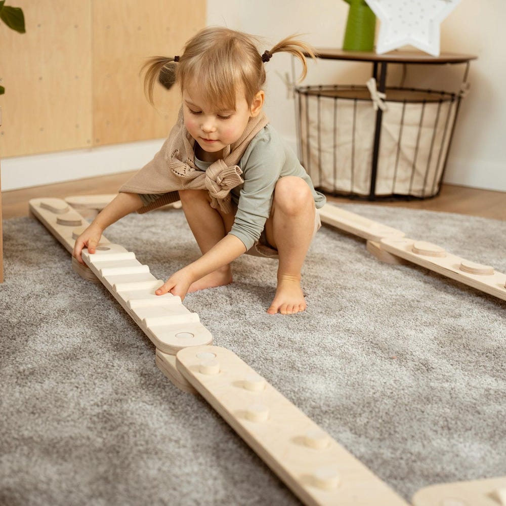 Double-sided balance beam set from 8,  wooden balance board, Montessori balance toy, toddler gift, wooden gymnastic complex, happymoon