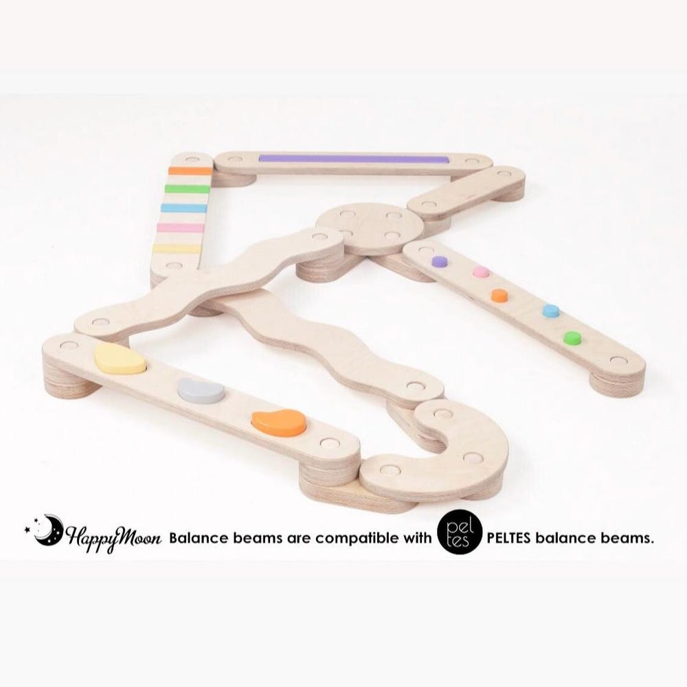 Double-sided balance beam set from 8,  wooden balance board, Montessori balance toy, toddler gift, wooden gymnastic complex, happymoon