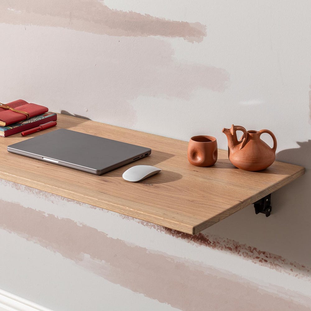 Wooden Folding Desk, Oak Floating Table, Adjustable Wall Mount Desk, Space Saving Murphy Desk, Fold Down Drafting Drawing Artist Desk