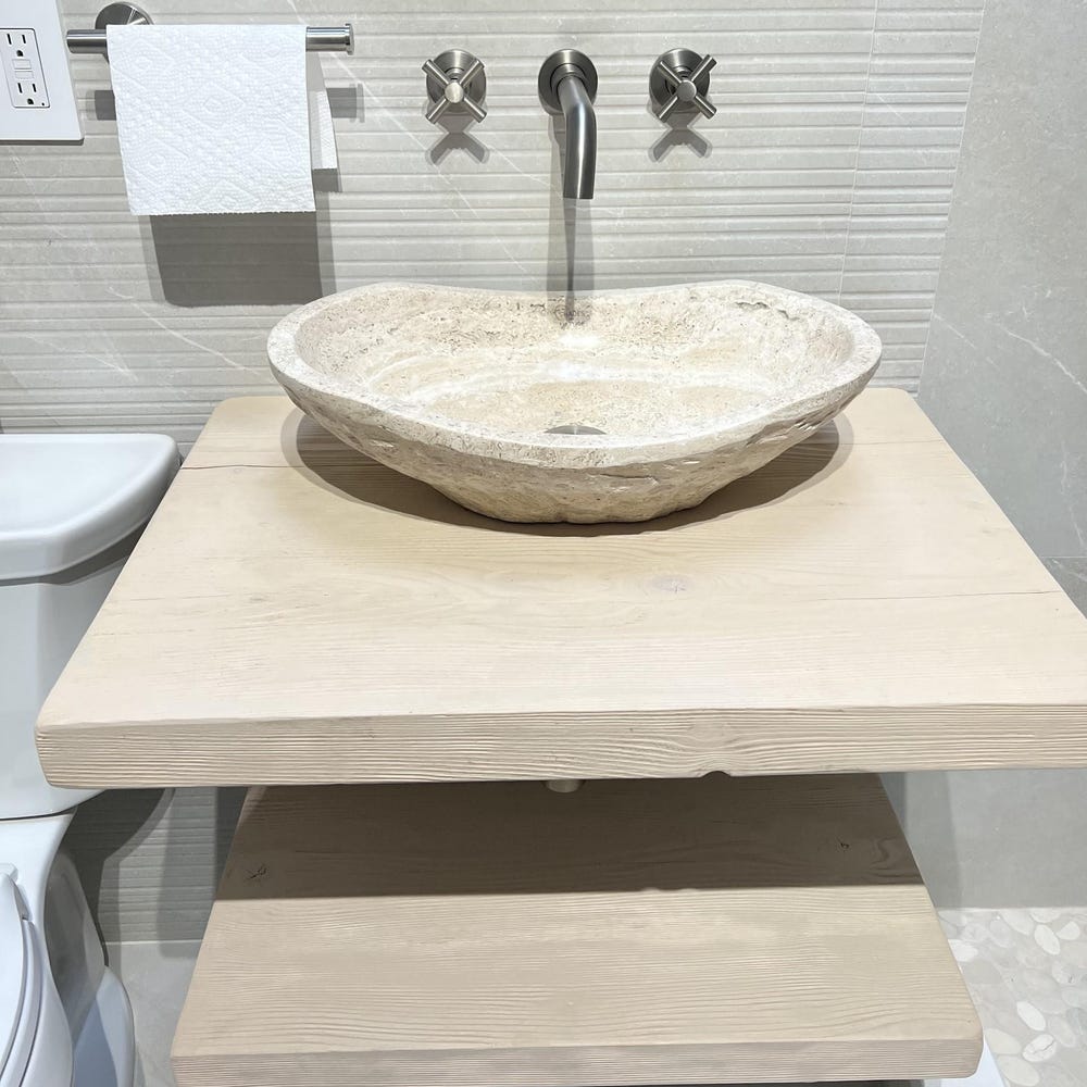 Custom Handmade Rustic Wooden Bathroom Vanity - Farmhouse Style Sink Shelf with Live Edge Reclaimed Handcrafted cabinet Wood Country Style